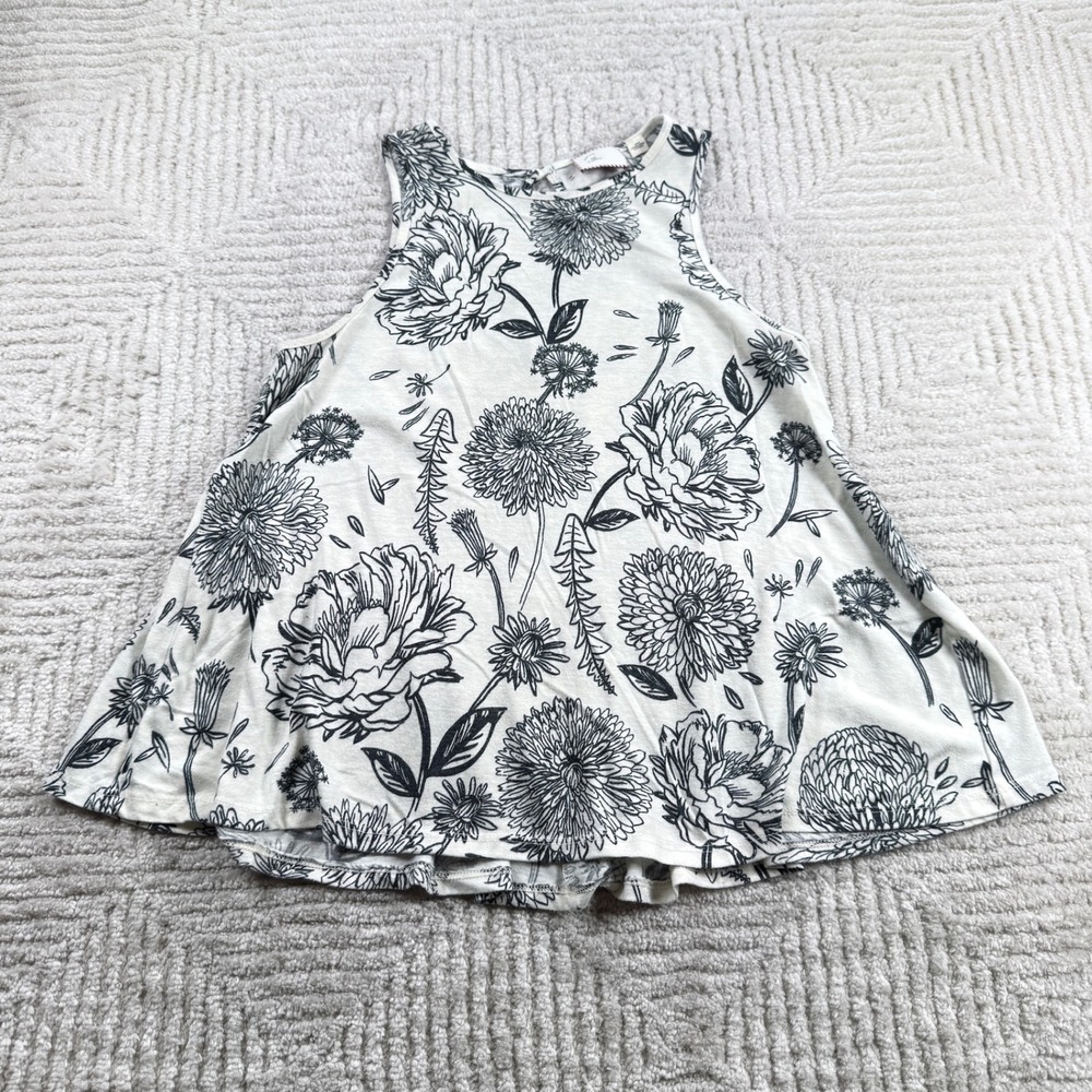 Postmark Anthropologie Peplum Tank Top Women's XS Ivory Floral Botanical Sketch